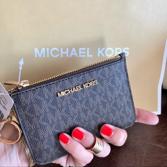 Michael Kors Accessories - Michael Kors Jet Set Brown Coin Pouch Card ID Hold